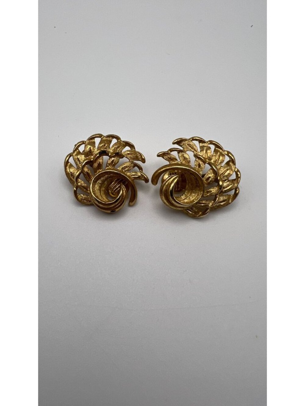 Vintage Monet Gold-Tone Swirl Clip-On Earrings Retro Statement Jewelry